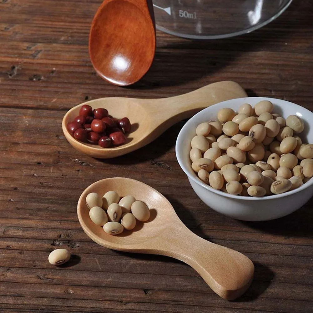 

5PCS Condiment Spoons Spice Tea Ice Cream Dessert 8cm*3.2cm Wooden Mini Coffee Dessert Scoop Household Gifts Kitchen Toos