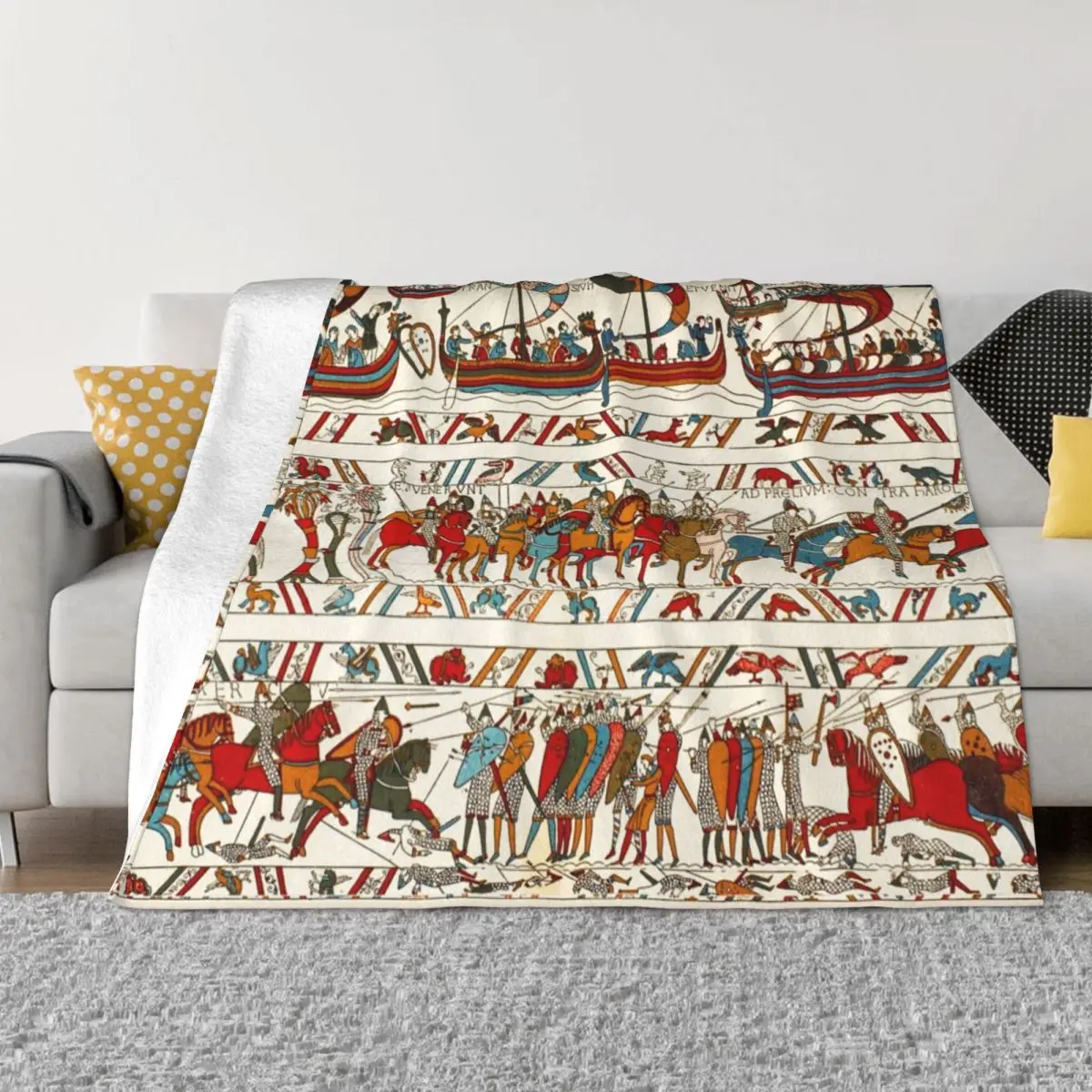 

Battle Of Hastings Blanket Norman Knights and Viking Ships Fleece Awesome Soft Throw Blankets for Bedspread Decoration