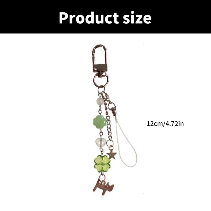 Элегантный брелок с изображением кота из бисера и четырехлистным клевером