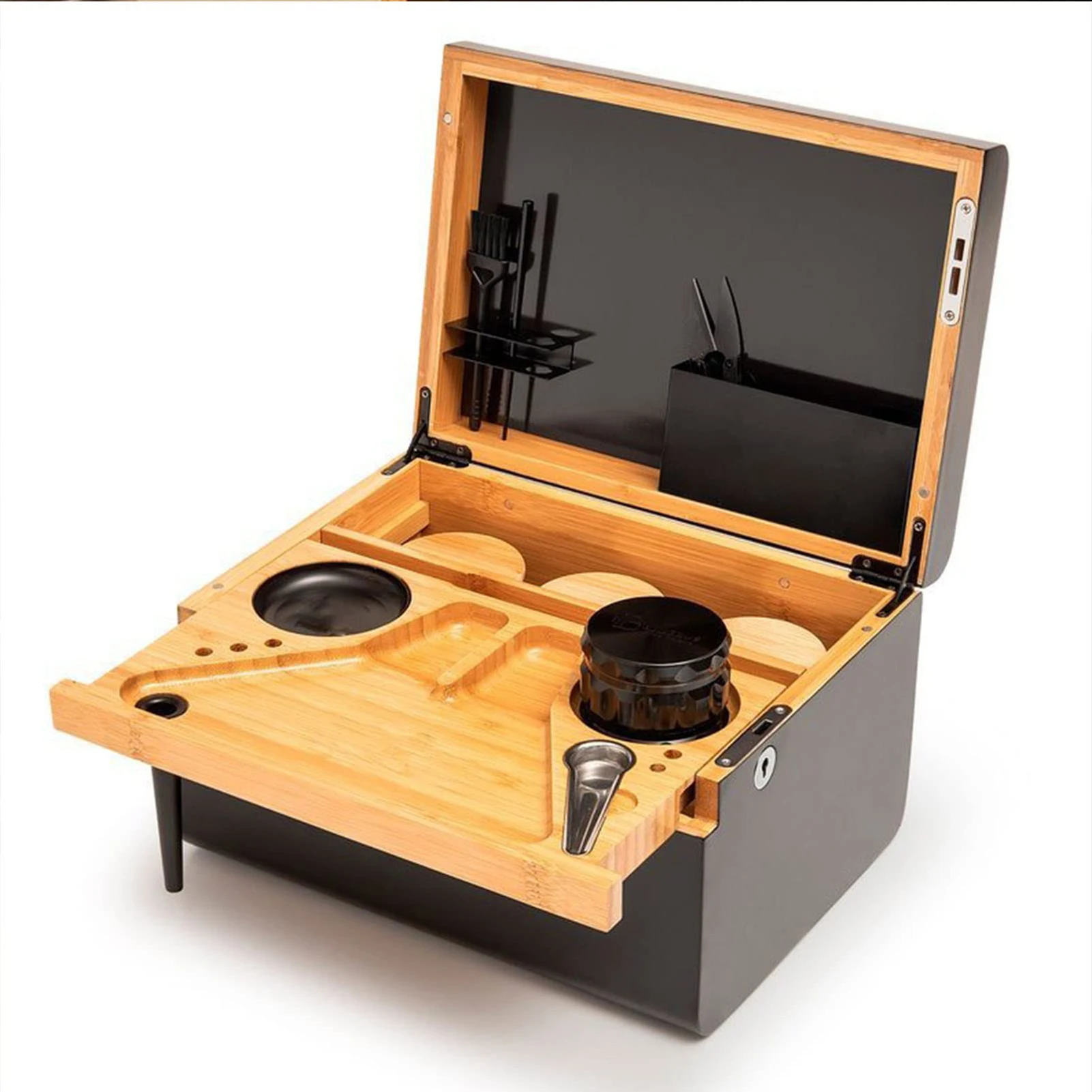 

2022 Bamboo Storage Chest With Movable Tray Elegant Stash Box With Spacious Compartments Herbal Supply Box Organizer For Home