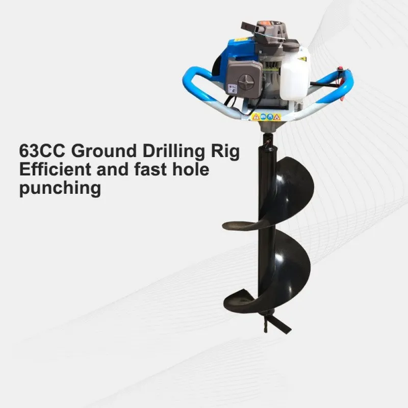 63CC 2200W Ground Drill Professional Power Ground Auger Gas Power Post Hole Digger Drilling Tool Earth Auger Ice Auger Digging