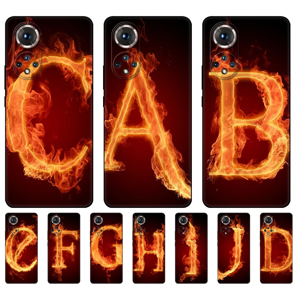 

For Honor 50 Case For Honor 50 Pro Case Silicon Phone Back Cover For Huawei nova 9 Pro Case nova9 black tpu case Flame letters
