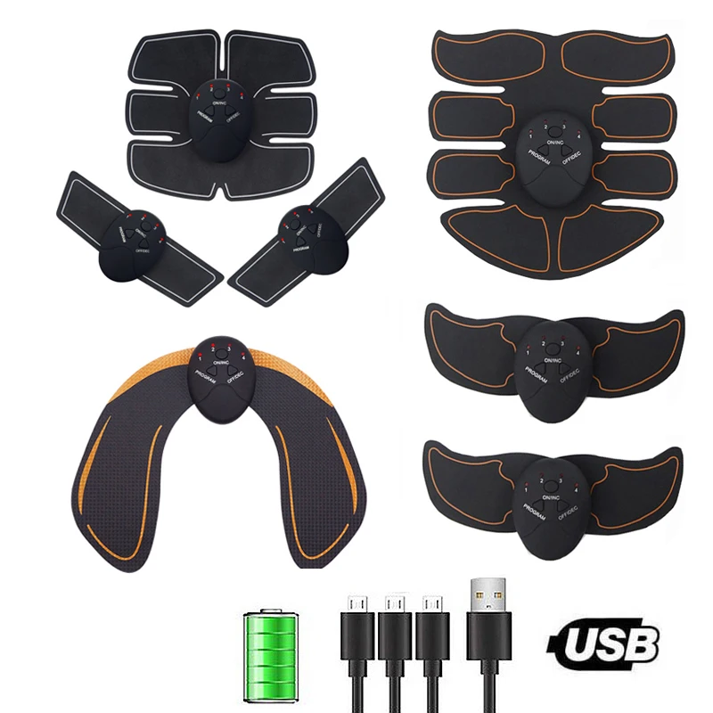 

EMS Electric Muscle Stimulator Fitness Massage Abdominal Trainer Toner Body Slimming Massager Home Gym Equiment USB Rechargeable
