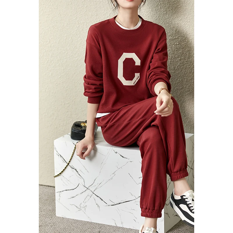

Vimly Sweatshirt Women Spring Autumn Suit Pants 2022 Fashion Casual Loose Sportswear Running Pants Two Piece Set Clothes V3826