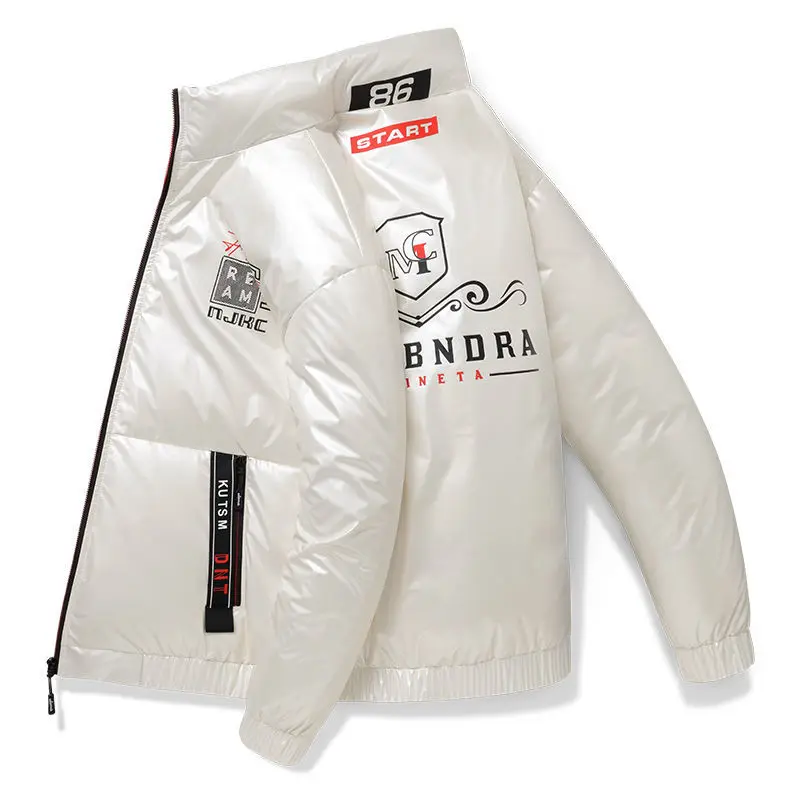Men's short stand-up collar padded coat 2022 new shiny trend loose down padded jacket padded jacket