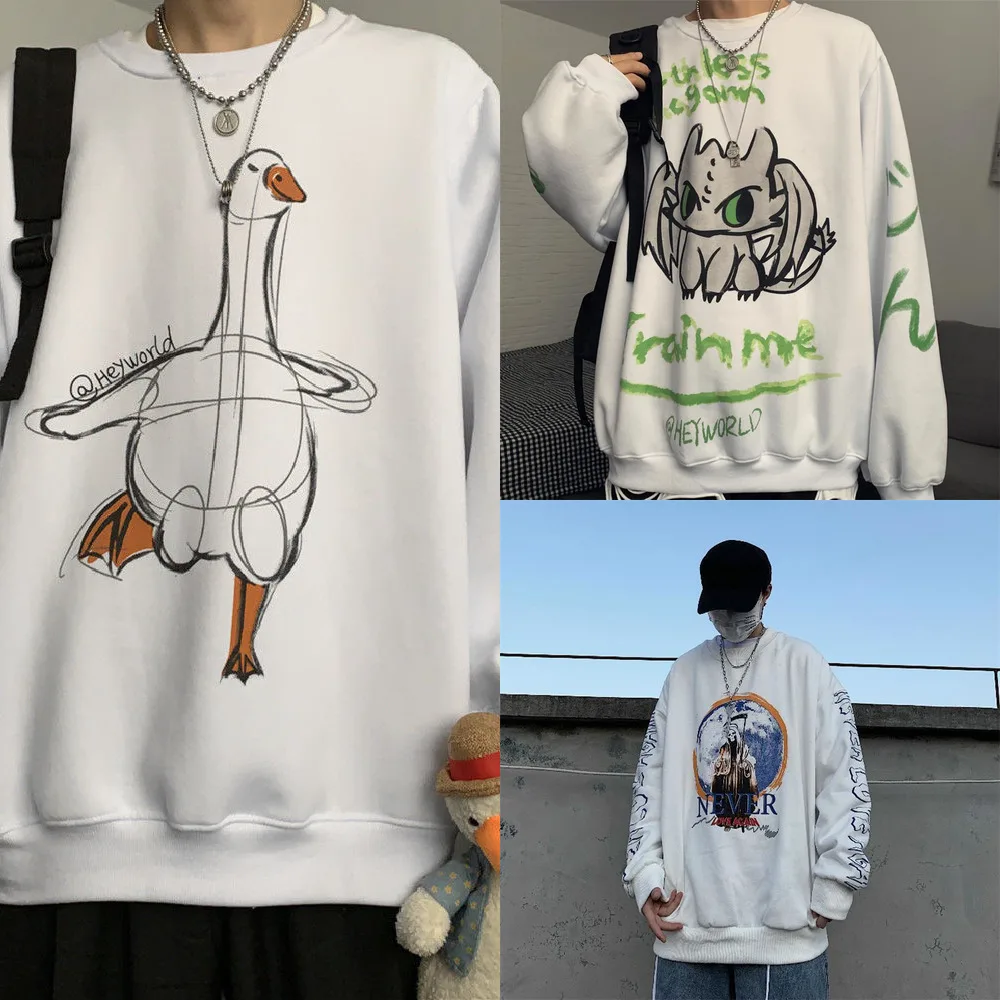 

2022 Trendyol Men Spring Women Sweatshirt Anime Cartoon Harajuku Street Hoodie Hip Hop Male Japanese Korean Fashion Pull Homme