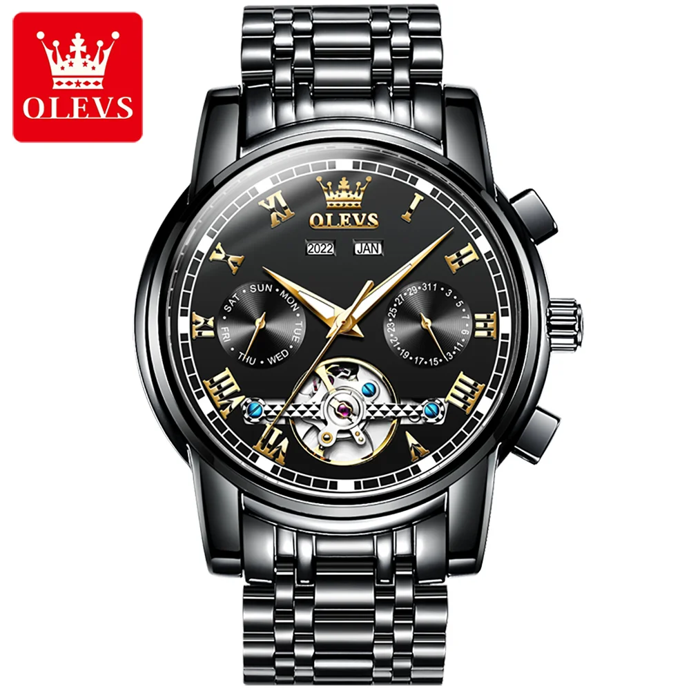 

OLEVS multi-function automatic mechanical watch hollow waterproof men's watch