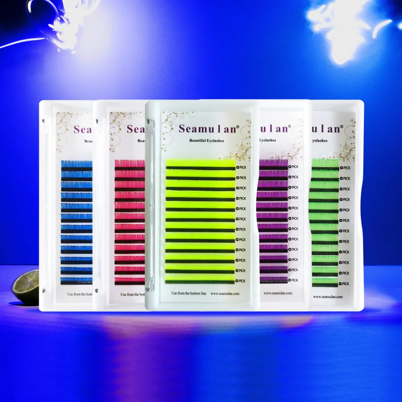 

Soft Mixed Color False Eyelashes For Extension Makeup Mink Lashes Wholesale Yellow Blue Mixed Color Eyelashes