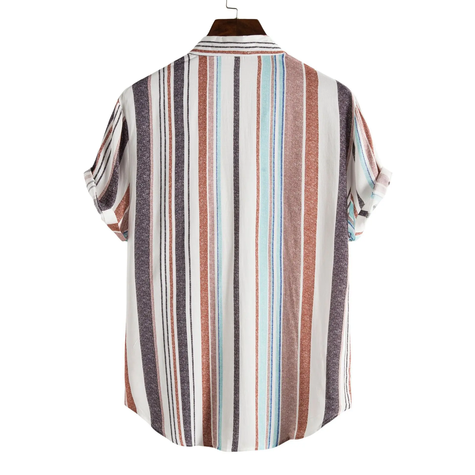 Men's Striped Shirts Button Up Lapel Casual Shirt Short Sleeve Daily T-Shirts Printing Loose Shirts For Men