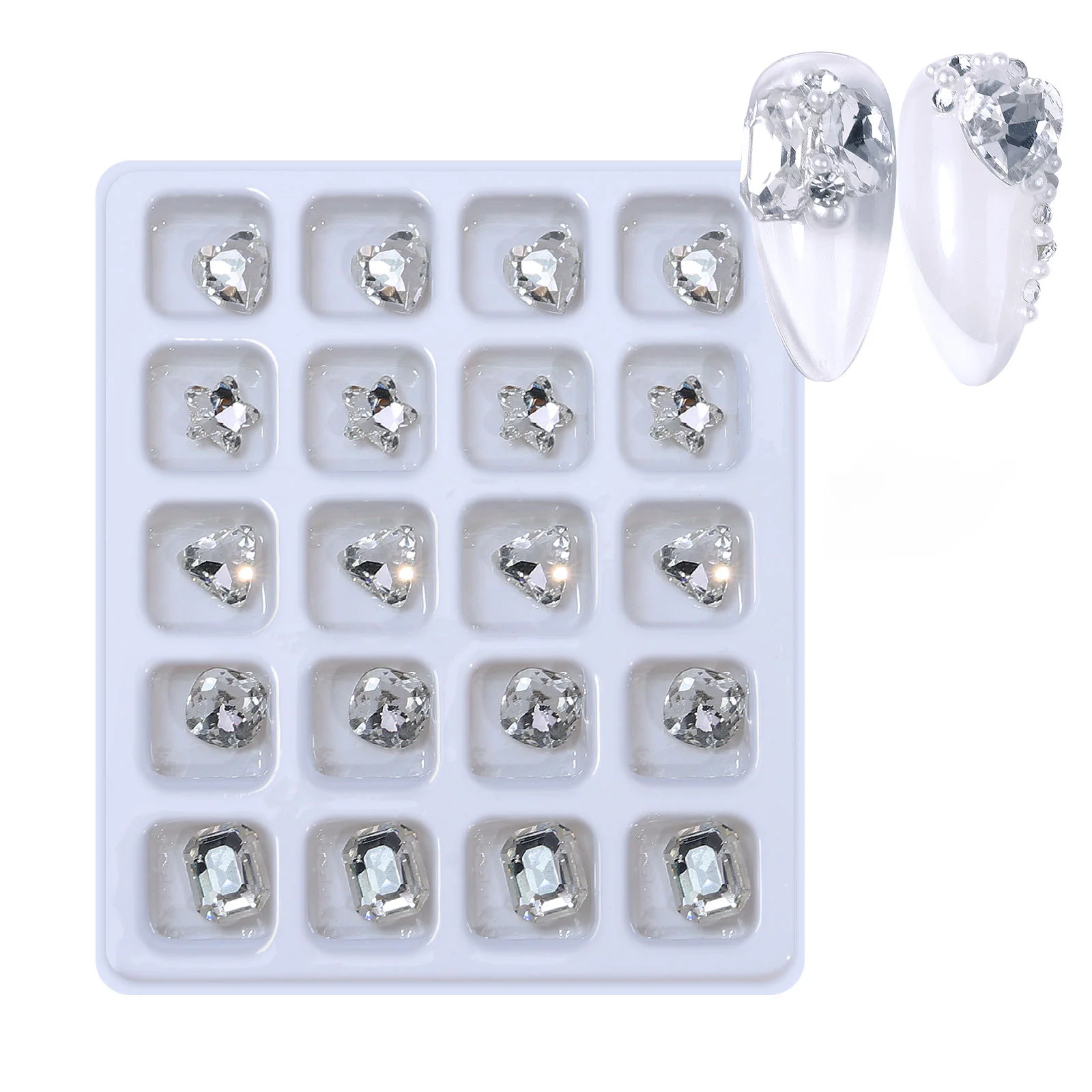 

20Gird 3D Glass AB Crystal Nail Art Rhinestones Kit Flatback Round Bead Charm Gem Stones Jewelry Diamond