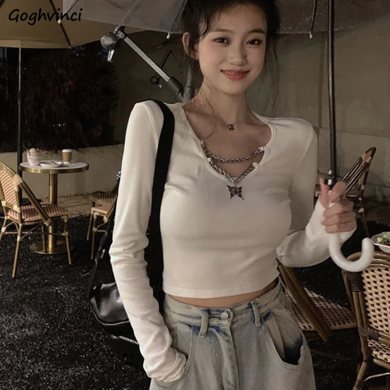 

Pullovers Women Autumn Chain Design Trendy Retro Sweater Korean Style Street Wear Leisure Slim Popular Soft Fit Comfort Young