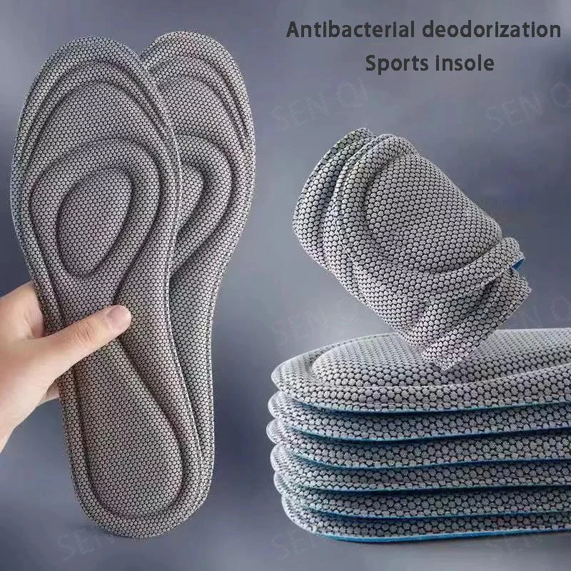 

4D Memory Foam Orthopedic Insoles For Shoes Nano Antibacterial Deodorization Sweat Absorption Insert Sport Shoes Running Pads