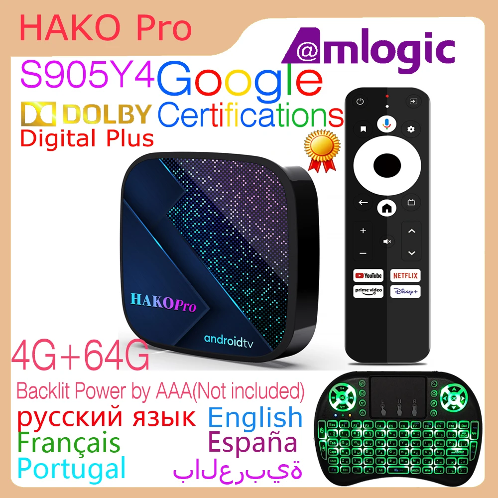

HAKO Pro Dolby Amlogic S905Y4 2GB 4GB 16GB 32GB 64GB 100M LAN 2.4G 5G Dual Wifi BT5.0 4K HDR Smart TV Box Android 11 H96 Max