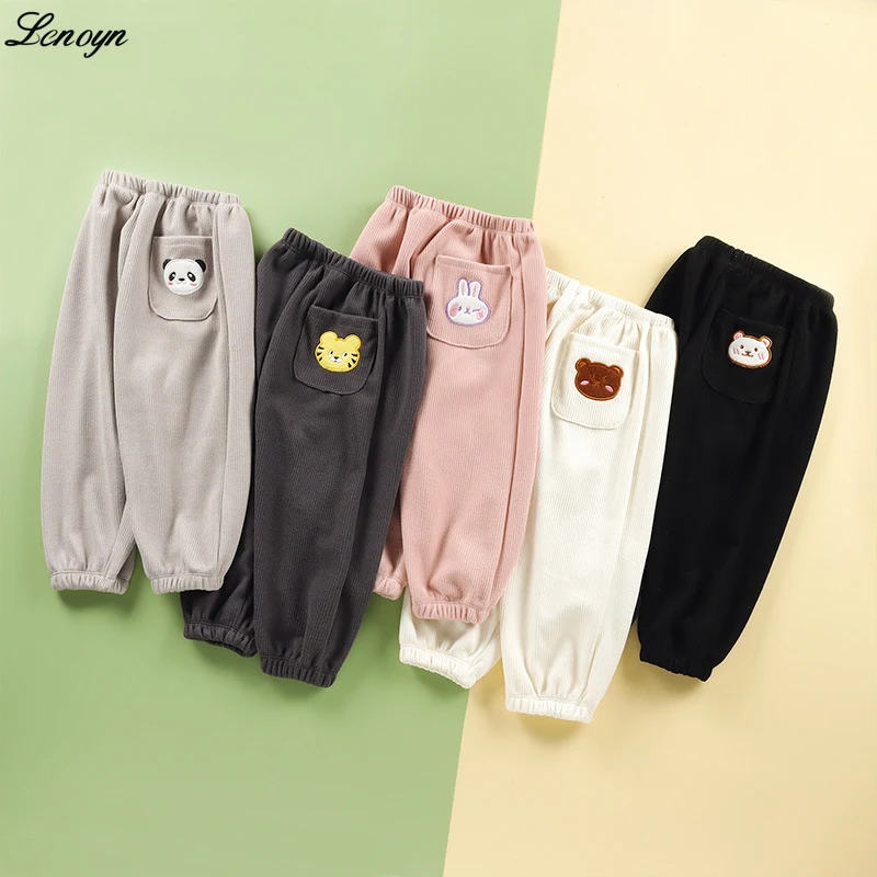 

Kids Casual Trousers Long Pants Cotton Cartoon Animals Printed Bottoms