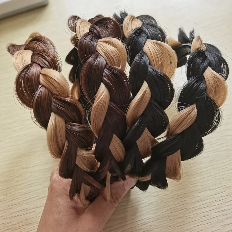 Personality Braided Wig Hairband Handmade Fishbone Braid Hairwear New Style Braids For Ladies Hair Decorative Headwear