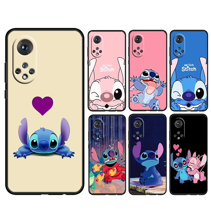 

Cute Lilo Stitch For Honor 80 70 60 50 30 20 20 10 9 9X 9A 9C X8 8A Pro Plus Lite 4G 5G Silicone Black Phone Case Coque Capa