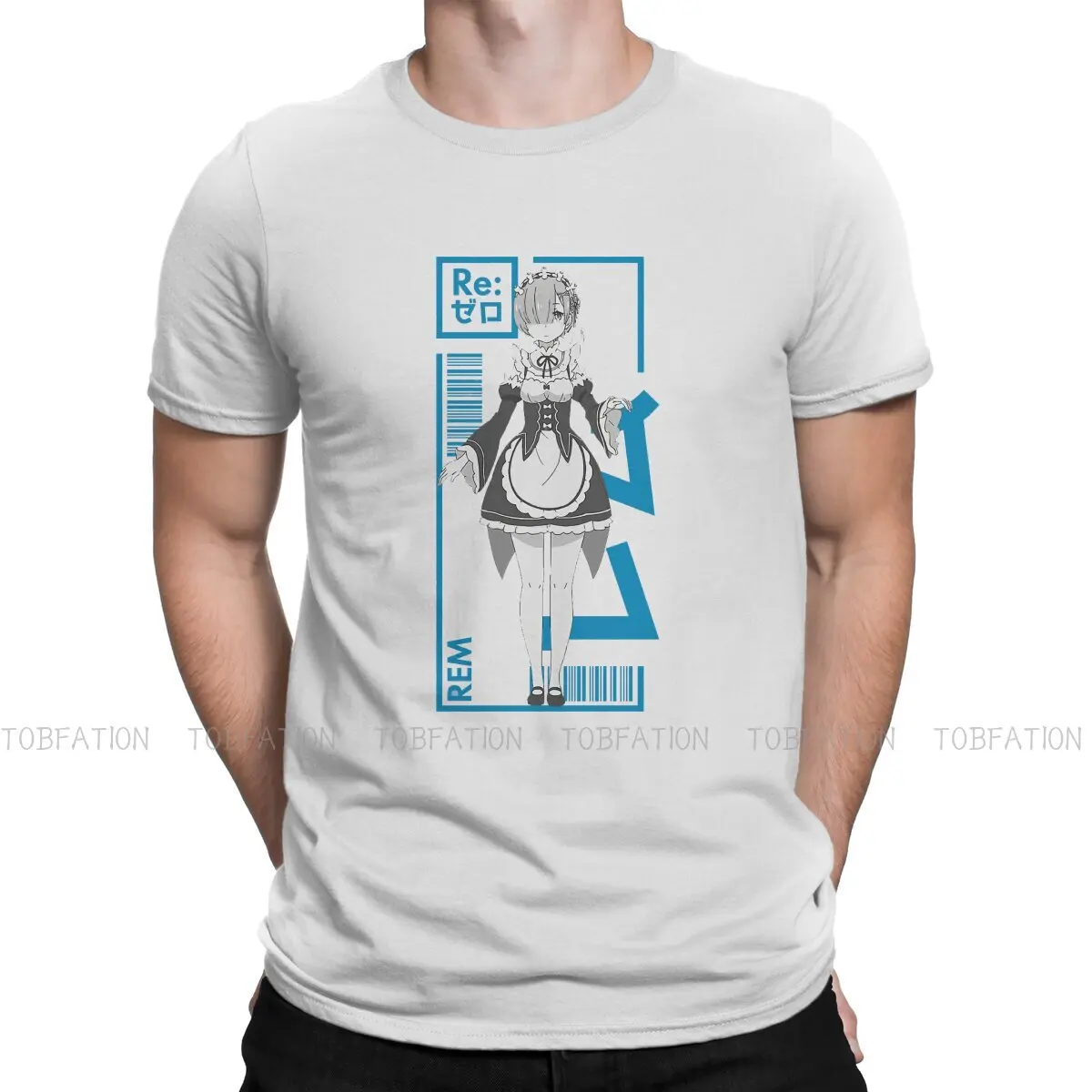 

Rem Typography Fashion TShirts Re Zero Anime Male Style Fabric Streetwear T Shirt O Neck Oversized