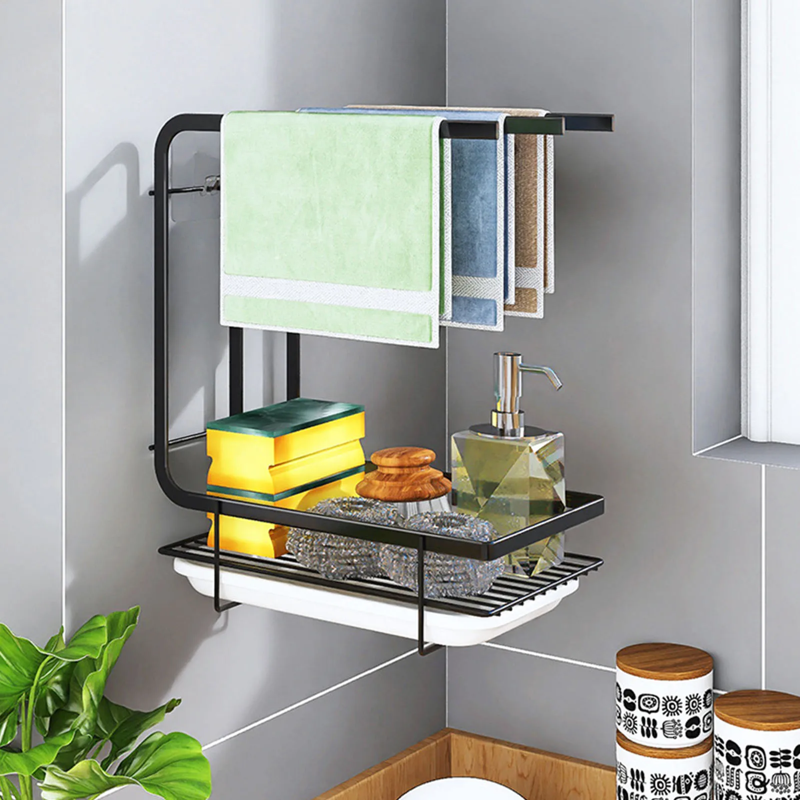 13x26 см, металлический кухонный органайзер для тряпки и сушилка, держатель для губки, сушилка для посуды, столешница для щеток и мыла, сушилка для раковины