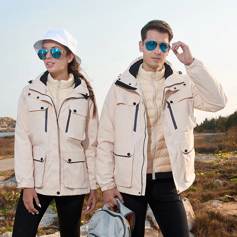 

Women's outdoor down liner three-in-one jacket two-piece removable waterproof warm mountaineering ski suit self-driving riding