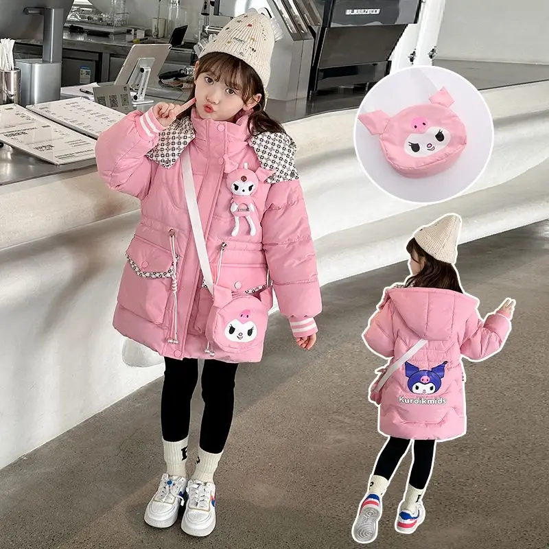 

Sanrio Kawaii Anime Kuromi Cotton Padded Jacket Cute Sweet Cartoon Winter Warm Fashion Long Sleeve Coat Clothes Gifts Girls