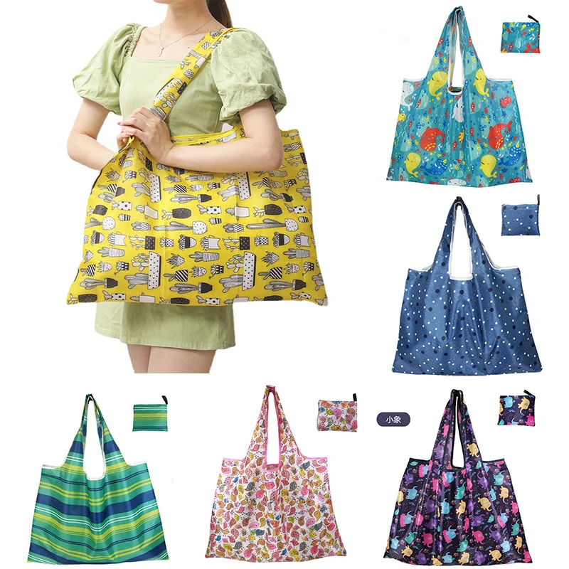 

Нейлоновая большая сумка-тоут с цветами, многоразовая женская сумка из полиэстера на плечо, складной мешок, складная сумка для покупок