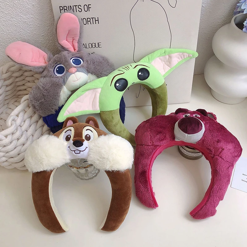 

2022 Disney New Styles Fashion Kawaii Plush Hair Band Cartoon Lotso Children's Headdress Princess Girl Wash Face Headbands