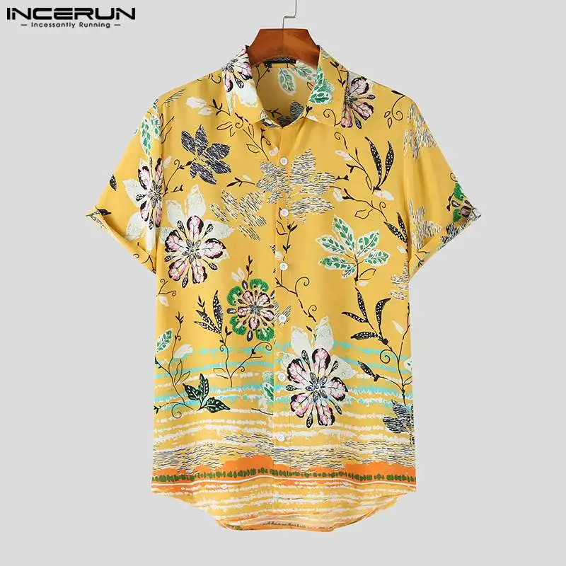 

2023 Men Hawaiian Shirt Printing Vacation Lapel Short Sleeve Breathable Casual Men Clothing Streetwear Summer Camisas INCERUN