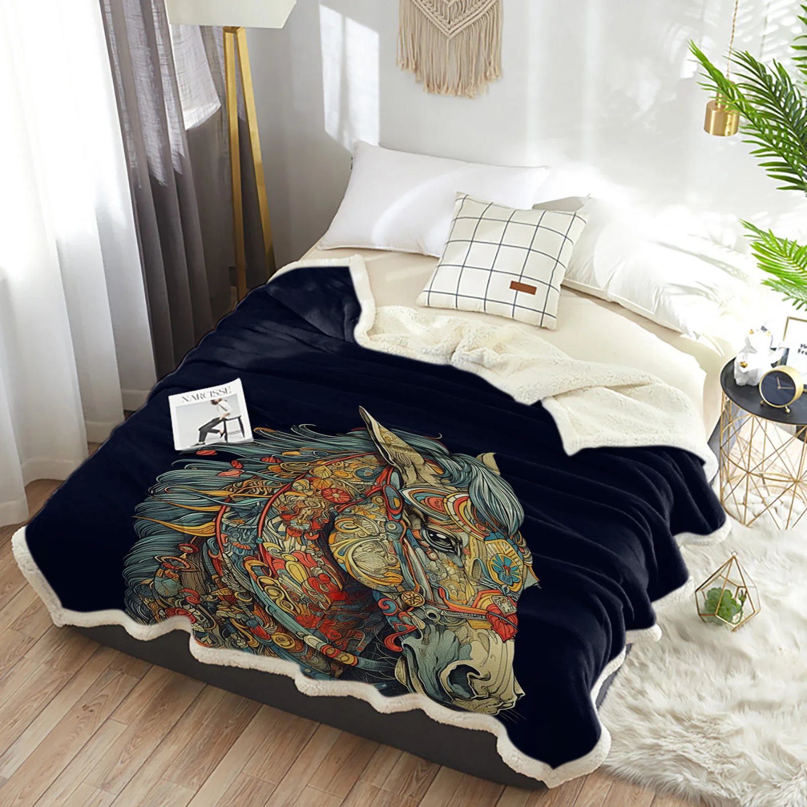 Винтажные одеяла с цветами и лошадью зимнее теплое кашемировое одеяло офисное