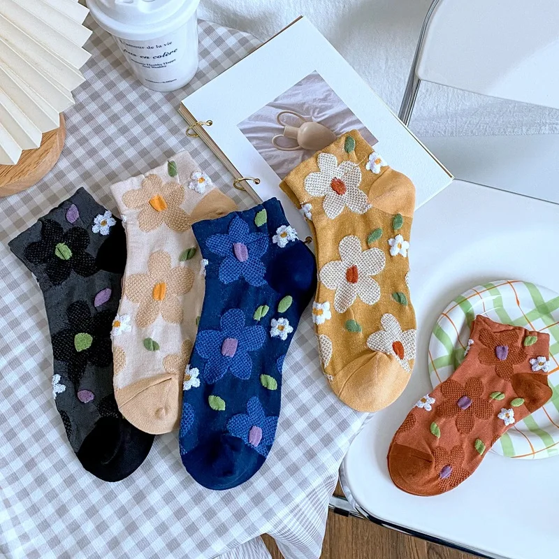 

Весенне-осенние креативные повседневные винтажные рандомные жаккардовые носки с цветами высокого качества дышащие женские носки