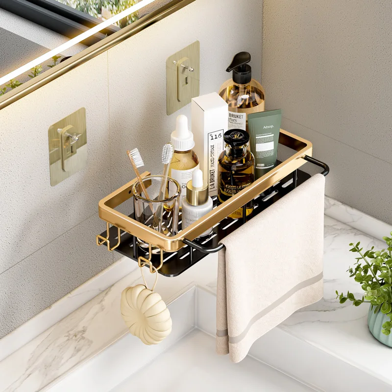 

Punch-free Bathroom Shelf Shelves Shampoo Shower Storage Rack Kitchen Holder Toilet Kitchen Organizer Bathroom Accessories Set