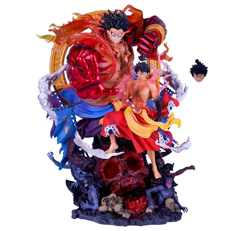

Большая цельная аниме-фигурка 30 см, череп Gk Luffy, светящаяся двухголовая ПВХ Модель, статуя, украшение, коллекционная подарок на Хэллоуин, игрушка