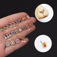 new 1pc l shaped nose studs 20g 316l surgical stainless steel cz nose rings for women fashion indian screw nose piercing jewelry