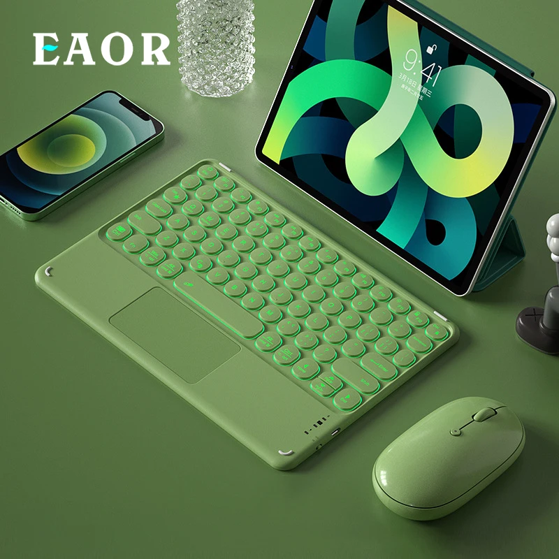 

EOAR Rechargeable Wireless Bluetooth Keyboard with Touchpad Backlit Portable Slim Wireless Keyboard Mouse for iPad Phone Laptop