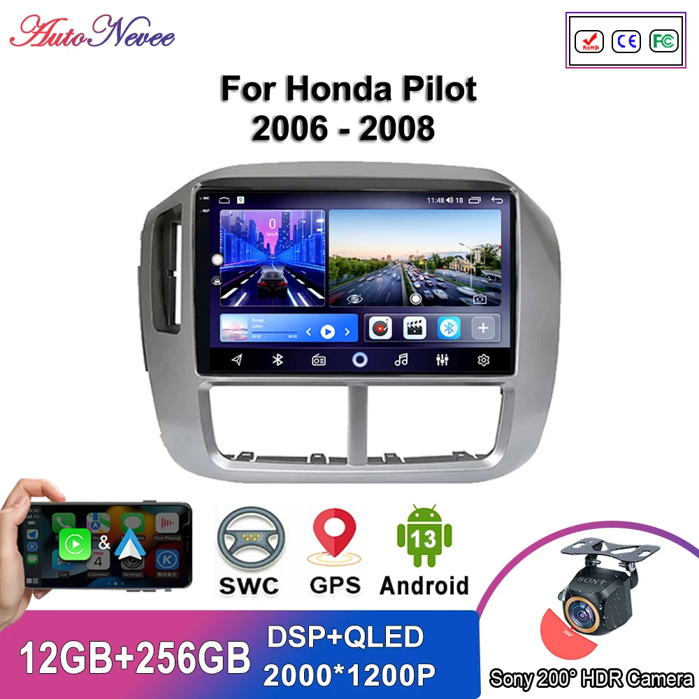 Мультимедиа Android 14 для Honda Pilot 2006 2007 2008 Авто радио GPS-навигация Стерео головное