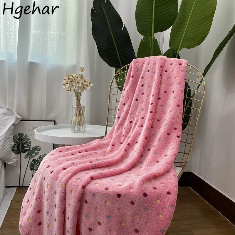 

Blanket Polka Dot Sweet Lovely 7 Colors Sofa Warm Simple Ins Korean Style Fleece Bedroom Nap Daily Home Textile Autumn Fashion