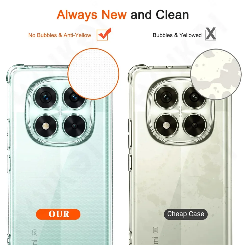 Противоударный чехол для Xiaomi Redmi Note 14 Pro Plus прозрачный противоударный с мягким