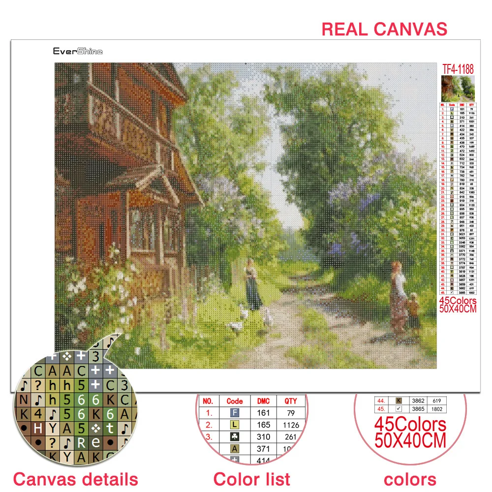 evershine 5d diy diamond painting house landscape full square round diamond mosaic village embroidery spring kits home decor free global shipping