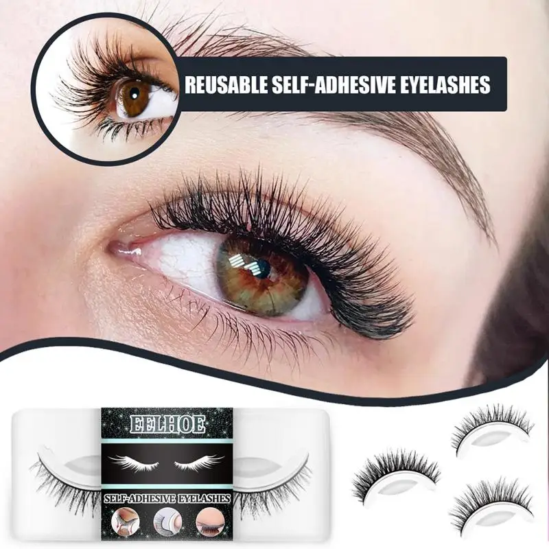 

1 пара самоклеящиеся накладные ресницы 3D натуральные завивающие густые ресницы для наращивания Многоразовые Накладные ресницы инструмент...