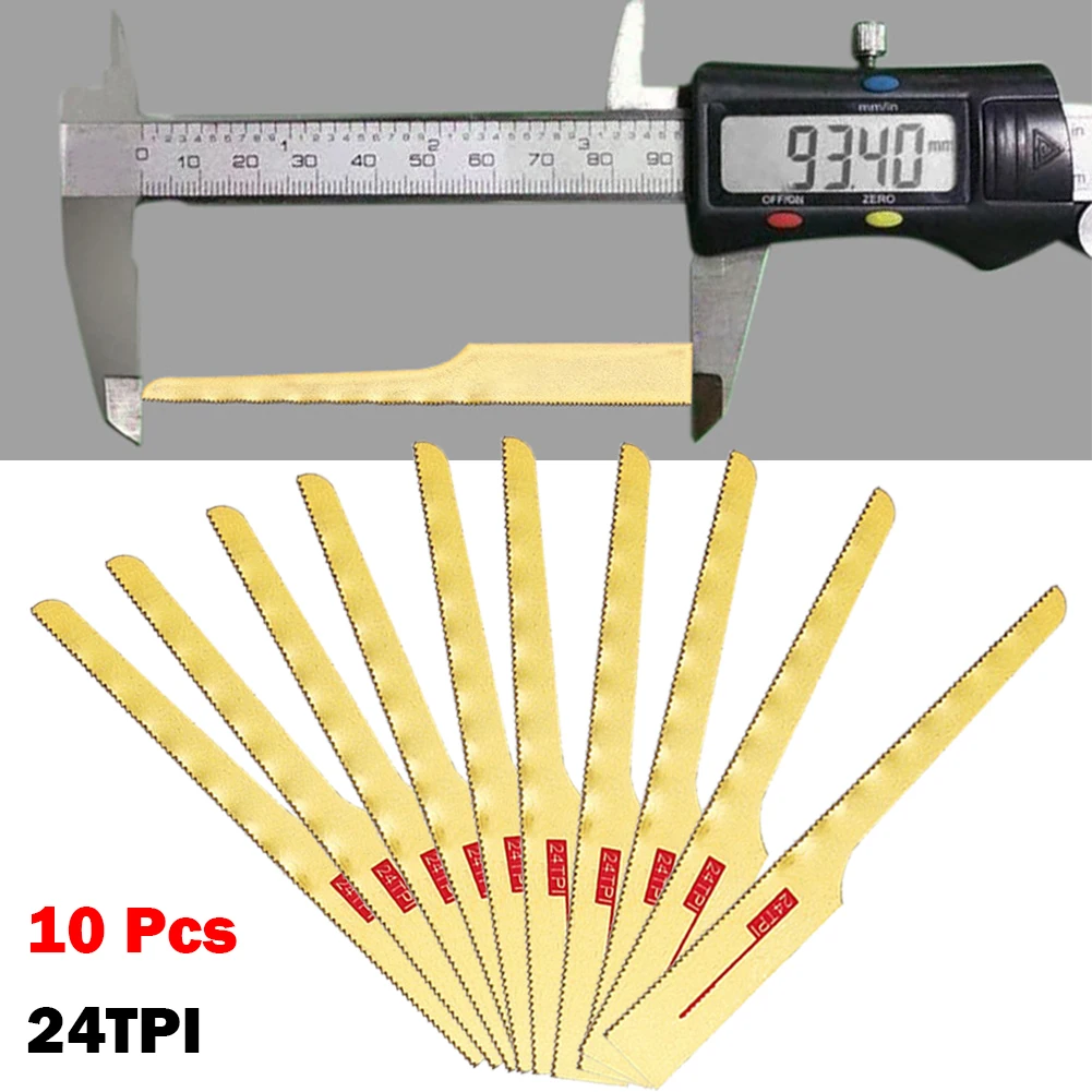 

10pcs Pneumatic File Saw Blades Kit Bim Saw Blade 93mm Length Fine Teeth Mini Air Saw Blade 24TPI Air Power Tool
