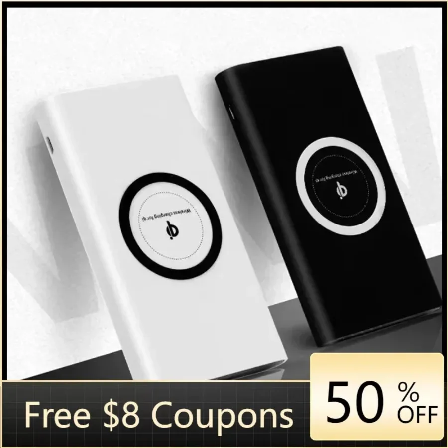 

200000mAh Wireless Power Bank Two-way Fast Charging Powerbank Portable Charger type-c External Battery for iPhone+Free shipping