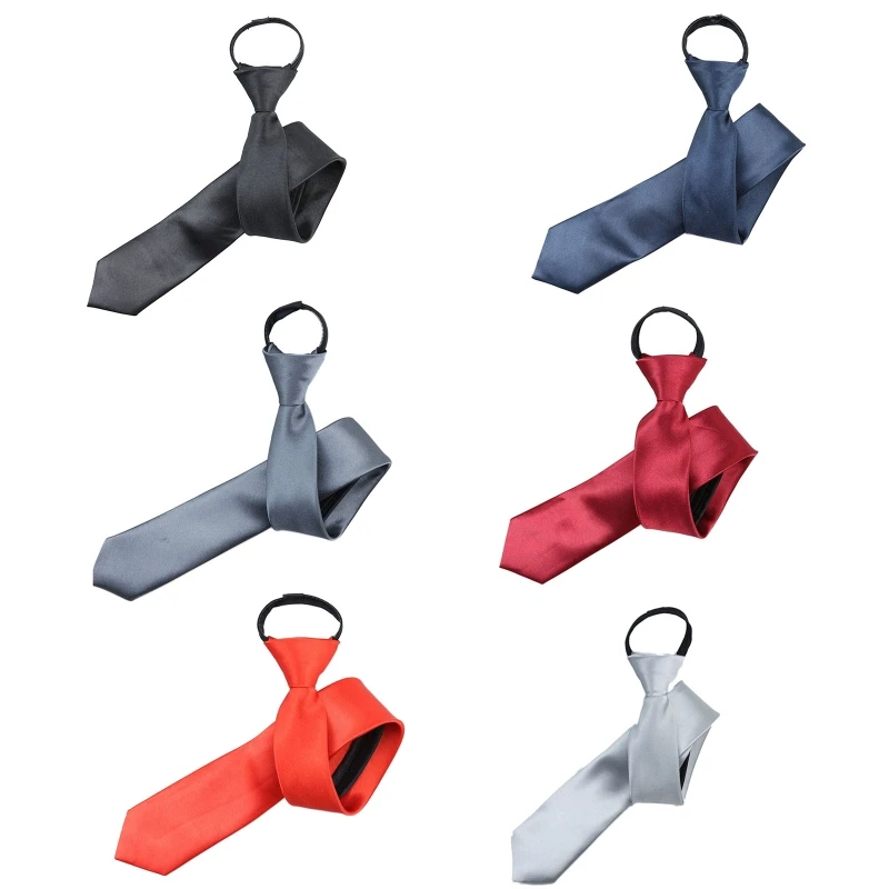 

Men's Necktie Business Tie All-matching Regular Tie 5cm Zipper Necktie Classic Solid Neck Tie for Boyfriend Father Boys