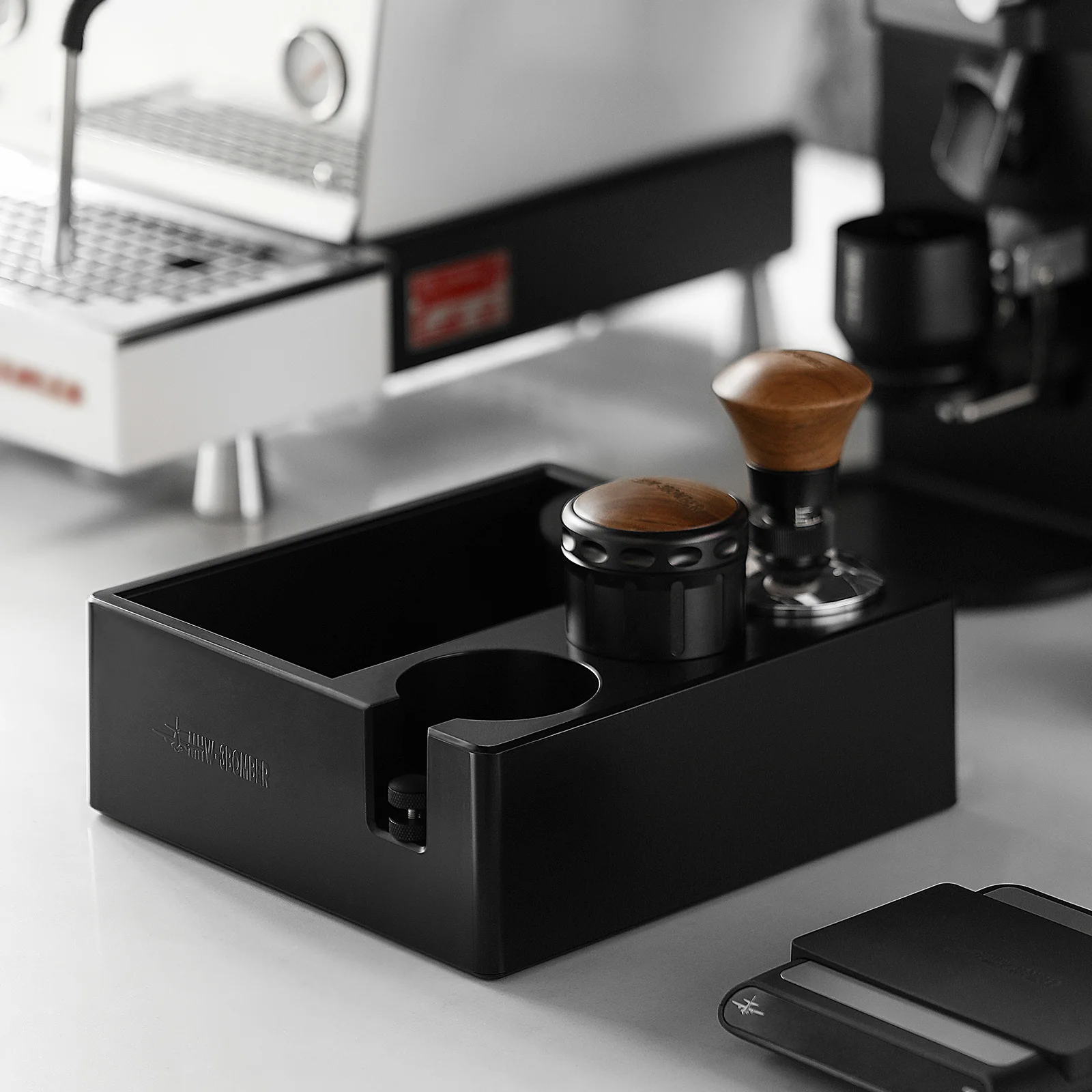 

Multifunctional Knock Box Plastic Adjustable Tamping Station Fit 51-58mm Espresso Portafilter Home Barista Coffee Accessories