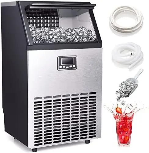 

Ice Maker, Self-Cleaning ice Machine 100LBS/24H, Stainless Steel Freestanding Ice Maker Machine with 33LBS Bin,Include Scoop