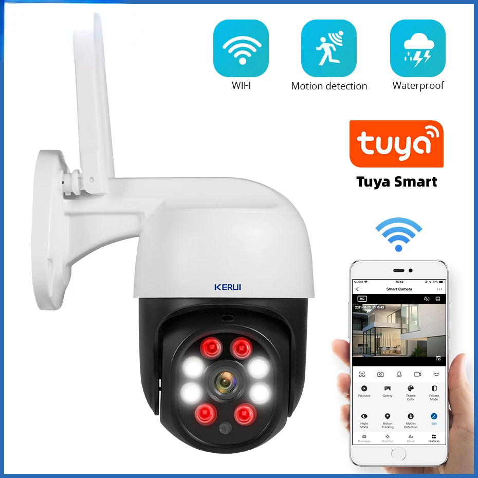 

IP-камера купольная беспроводная, 1080P, 3 Мп, Wi-Fi, 4-кратный зум