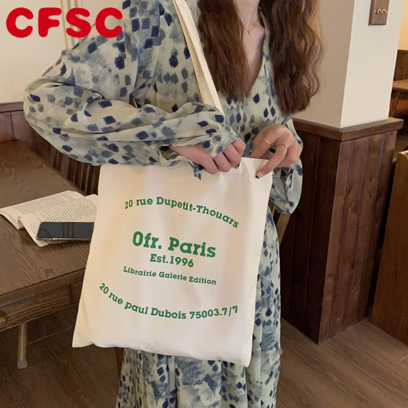 

Bags for Women 2022 Fresh and Sweet Simple Shoulder Bag Portable Large-capacity Shopping Bag English Pattern Open Handbags