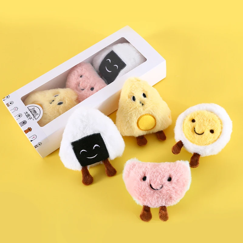 

Rice Balls Pet Plush Toys Built-in Catnip Bell Sound Cat Supplies kitten Plush Sound Cartoon Comfort Anti Bite Puppy Dog Toys