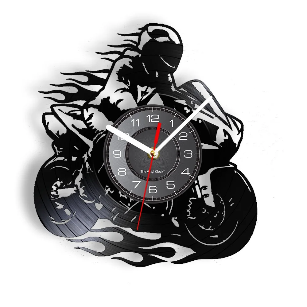 Motorcyclist Vinyl Record Wall Clock Extreme Freestyle Motorcycle Home Decor Room Dirt Bike Risky Rider Watch Gifts
