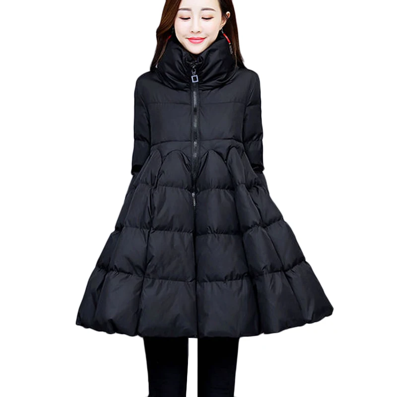 Winter New Fashion Down Cotton Jacket Cloak Padded Outerwear Thick Warm Quilted Jacket Women's Long Casual Parka Overcoat 3XL