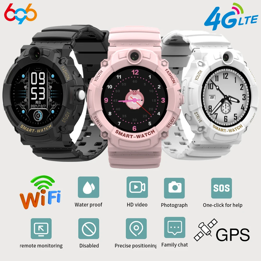 

2023 New 4G Kids Video Call Smart Watch GPS WiFi Location HD Camera Waterproof SOS RAM 512MB+ROM 4GB Children Student Smartwatch