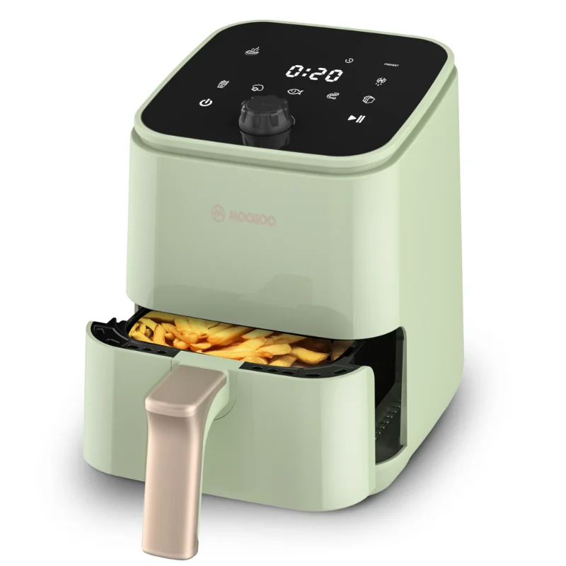 MOOSOO 2Qt Compact Air Fryer with Touchscreen Nonstick Basket, Air Fryer Cookbook, Green